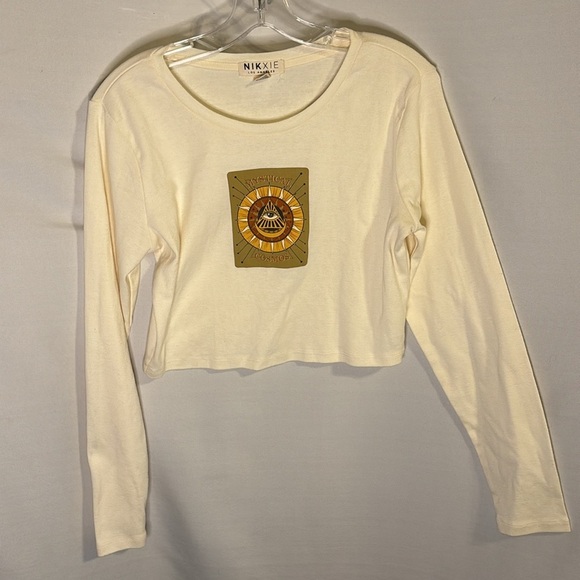 Nikxie Los Angeles Mystical Cosmos Long Sleeve Crop Tee shirt All-seeing eye XL - Picture 2 of 5